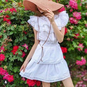 LoveShackFancy Penelope Double Ruffle Dress Target White 1x
